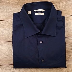 SUITSUPPLY Dark Navy Blue Cotton Sz 18‎ Slim Fit Mens Dress Shirt